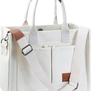 Women Canvas Tote Bag with Pockets Crossbody Hobo Shoulder Bag for Daily Use